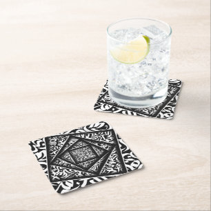 Posavasos Cuadrado De Papel caligrafía árabe 3d