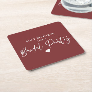 Posavasos Cuadrado De Papel Caligrafía Minimalista para Fiesta de Despedida de