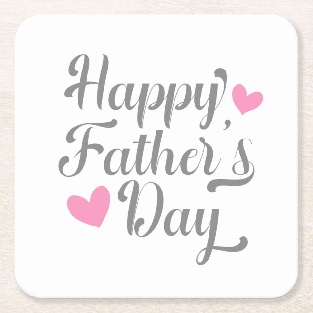Posavasos Cuadrado De Papel Caligrafía simple del Día del Padre Feliz | Montañ (Anverso)