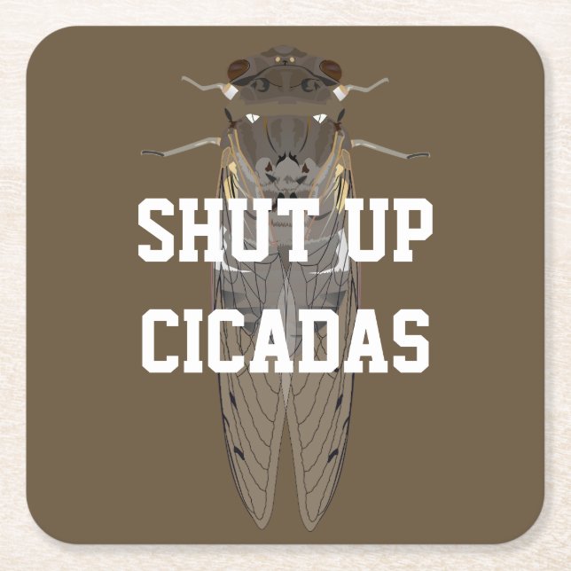 Posavasos Cuadrado De Papel Cállate las cigarras (Anverso)