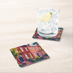 Posavasos Cuadrado De Papel Calle Beacon Boston Massachusetts