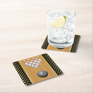 Posavasos Cuadrado De Papel Calle Bowling