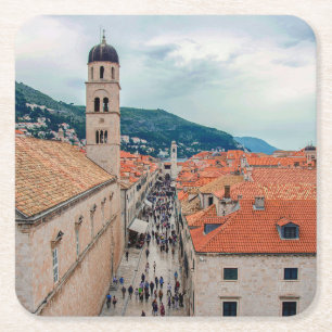 Posavasos Cuadrado De Papel Calle principal de Dubrovnik, Croacia