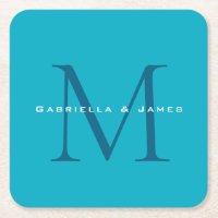 Calligrafía monogramada Azure Blue Modern Plain