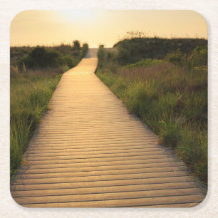 Posavasos Cuadrado De Papel Calzada de madera a varar