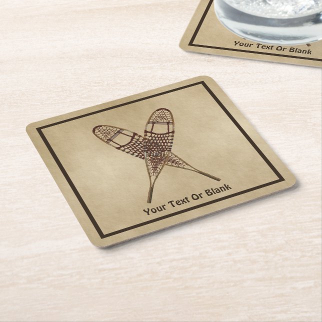 Posavasos Cuadrado De Papel Calzado De Nieve En Papel Antiguo (En perspectiva)