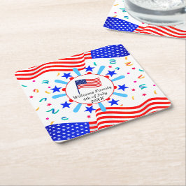 Posavasos Cuadrado De Papel Cambiar cualquier texto Bandera de Estados Unidos 
