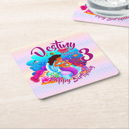 Posavasos Cuadrado De Papel Cambiar el nombre de la edad de la sirena fiesta d