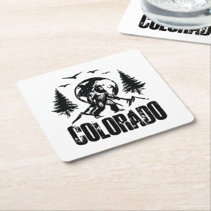Posavasos Cuadrado De Papel Caminata en el Vintage de Guay Colorado Day Bigfoo