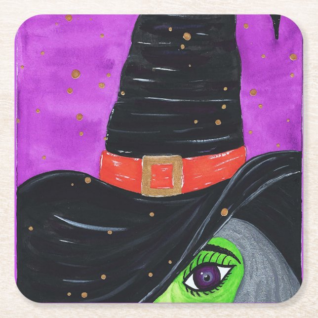 Posavasos Cuadrado De Papel Camino Bruto a Halloween (Anverso)