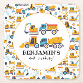 Posavasos Cuadrado De Papel Camiones de vertedero Vehículos Fiesta de Cumpleañ