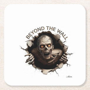 Posavasos Cuadrado De Papel Camiseta Manga Larga Zombie Más Allá de la Pared