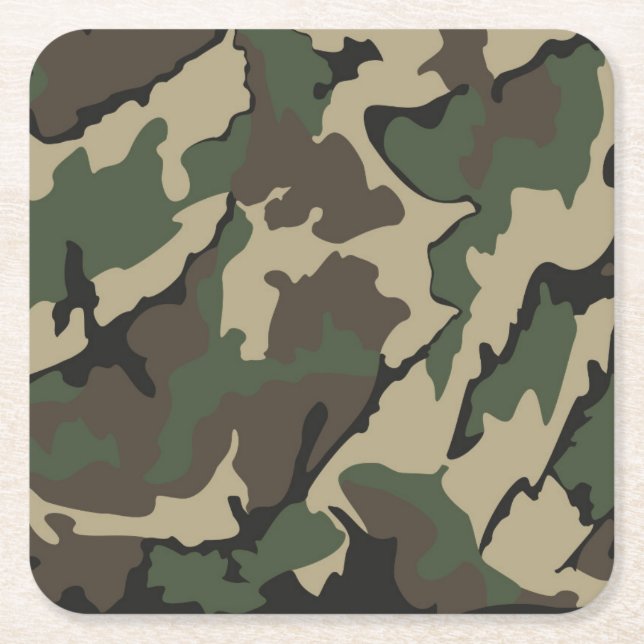 Posavasos Cuadrado De Papel Camo, Astilleros Cuadrados de 6 (Anverso)