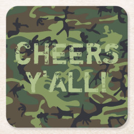 Posavasos Cuadrado De Papel Camo Cheers a Todos