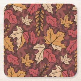 Posavasos Cuadrado De Papel Camo de Borgoña deja conjunto de montaña