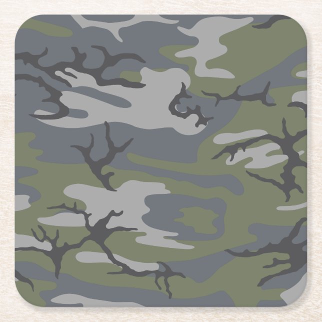 Posavasos Cuadrado De Papel Camo de cosecha de algas (Anverso)