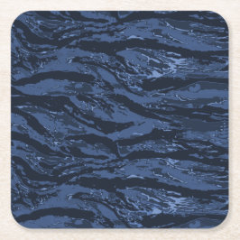 Posavasos Cuadrado De Papel Camo de rayas azules