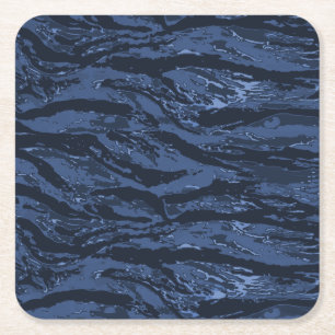 Posavasos Cuadrado De Papel Camo de rayas azules