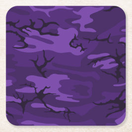 Posavasos Cuadrado De Papel Camo morado oscuro