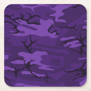 Posavasos Cuadrado De Papel Camo morado oscuro