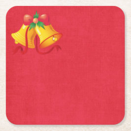 Posavasos Cuadrado De Papel Campanas de Navidad amarillas sobre posavasos de p