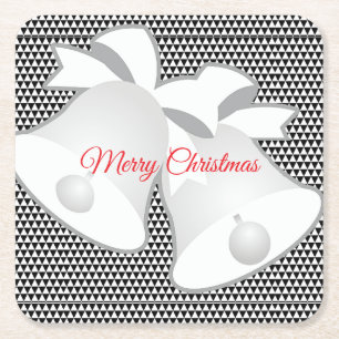 Posavasos Cuadrado De Papel Campanas Navideñas Felices Fiestas