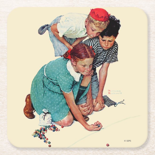 Posavasos Cuadrado De Papel Campeón de Mármol (Anverso)