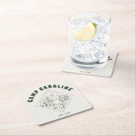 Posavasos Cuadrado De Papel Camping Tema Bachelorette Party Green