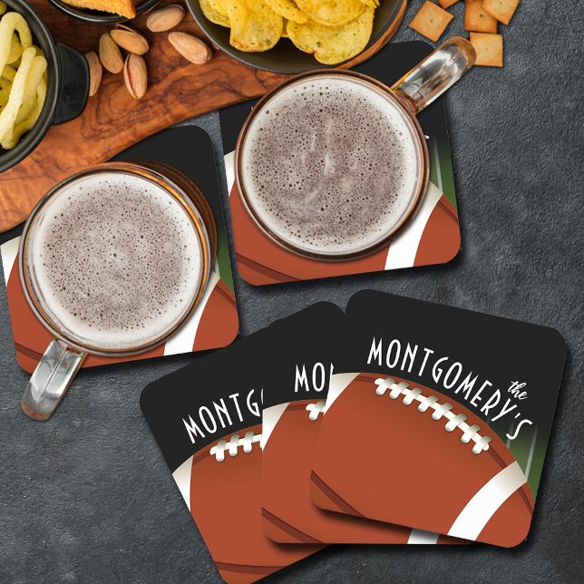 Posavasos Cuadrado De Papel Campo de fútbol personalizado (Football field personalized square paper coasters, perfect for the super sports fan)