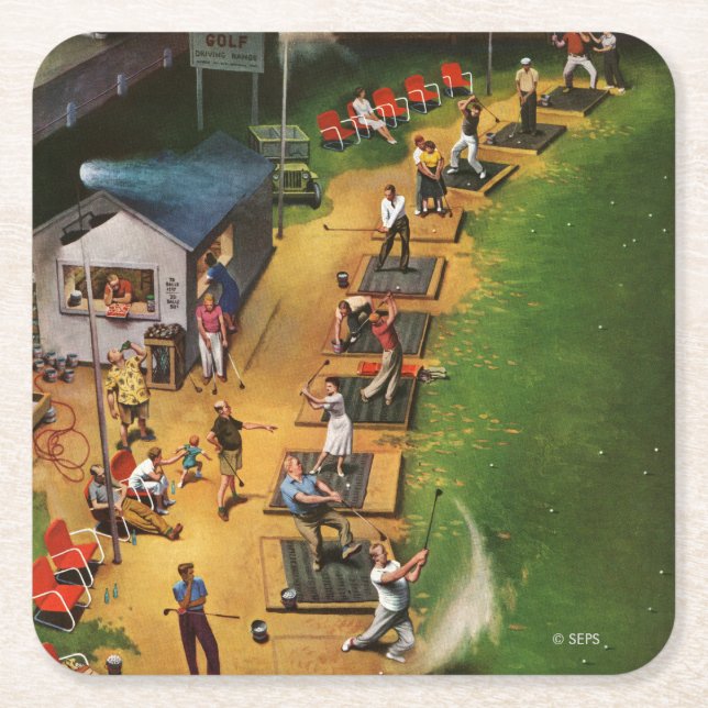 Posavasos Cuadrado De Papel Campo de golf de John Falter (Anverso)