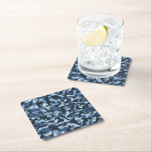 Posavasos Cuadrado De Papel Camuflaje Azul  