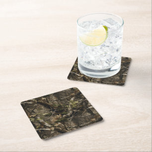Posavasos Cuadrado De Papel Camuflaje de árbol real