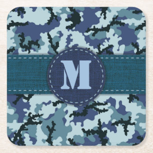 Posavasos Cuadrado De Papel Camuflaje naval