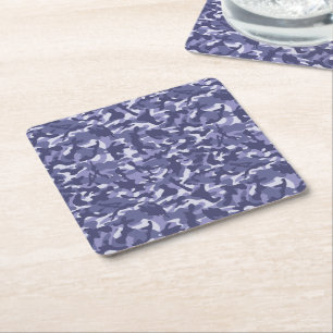 Posavasos Cuadrado De Papel Camuflaje Naval Púrpura