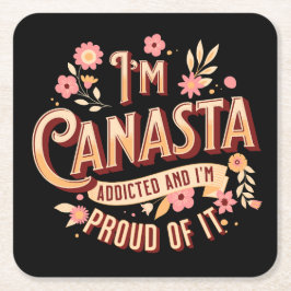 Posavasos Cuadrado De Papel Canasta adicto | Canasta divertida