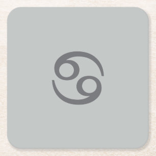 Posavasos Cuadrado De Papel Cáncer de zodiaco - gris pálido