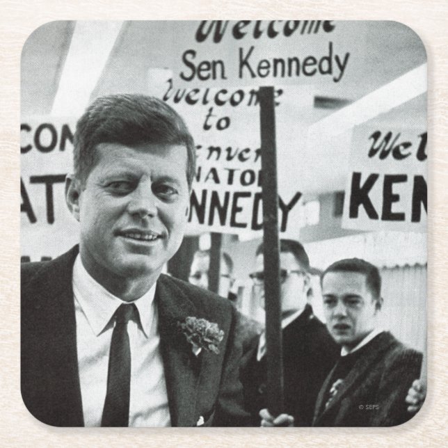 Posavasos Cuadrado De Papel Candidato Kennedy (Anverso)