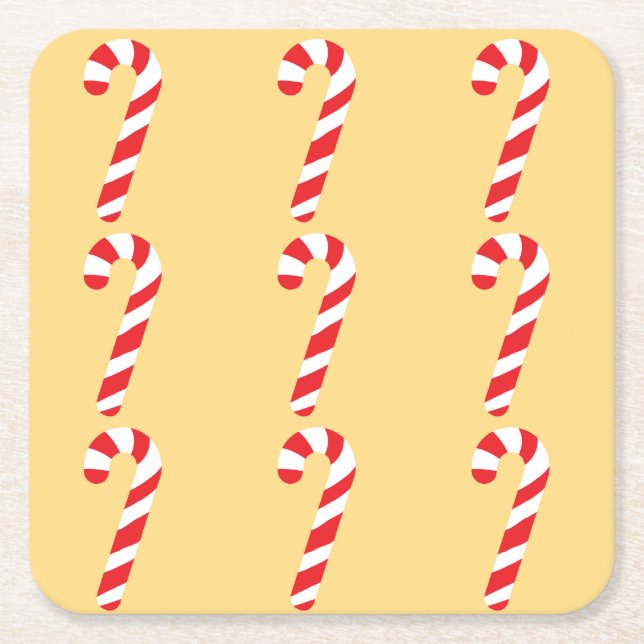 Posavasos Cuadrado De Papel Candy Cane (Anverso)