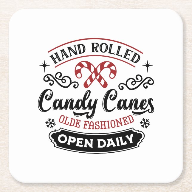 Posavasos Cuadrado De Papel Candy Cane | Granja (Anverso)