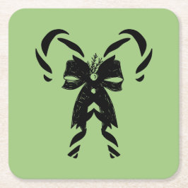 Posavasos Cuadrado De Papel Candy Canes with Pine Needles & Bow