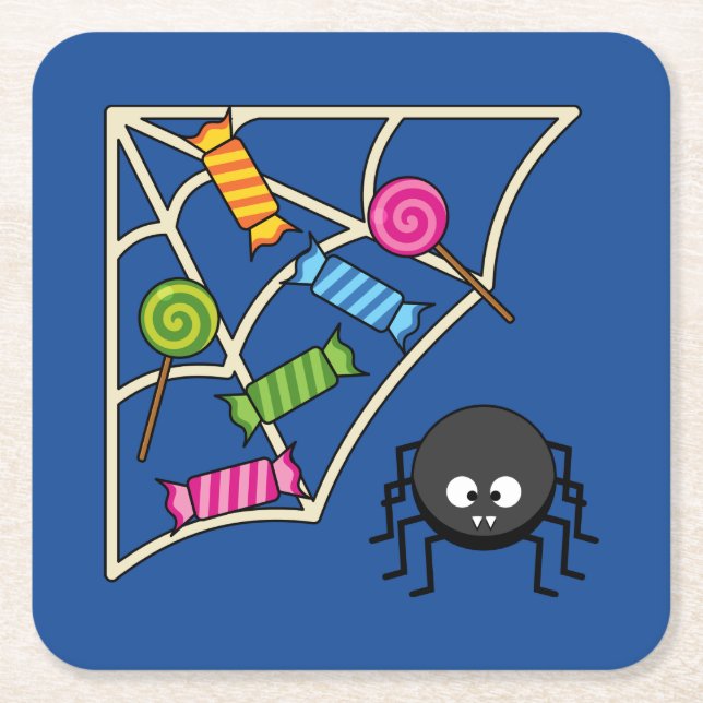 Posavasos Cuadrado De Papel Candy Catcher Spider (Anverso)