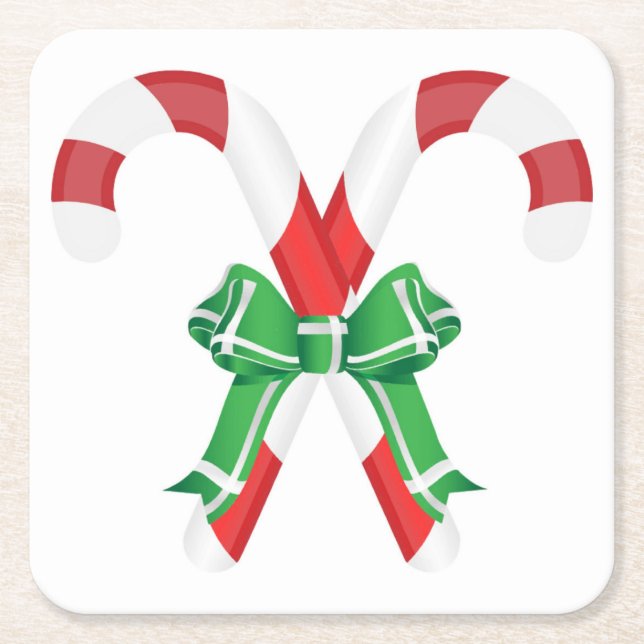 Posavasos Cuadrado De Papel CANDYCANES DE navidades (Anverso)
