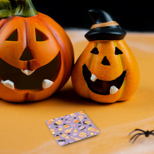 Posavasos Cuadrado De Papel Candycorn de Halloween