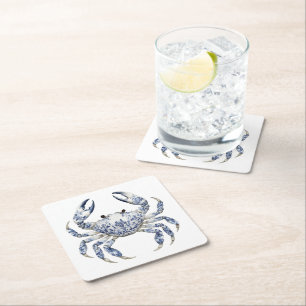 Posavasos Cuadrado De Papel Cangrejo azul