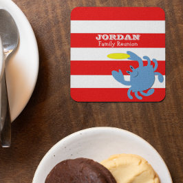 Posavasos Cuadrado De Papel Cangrejo azul rojo personalizado