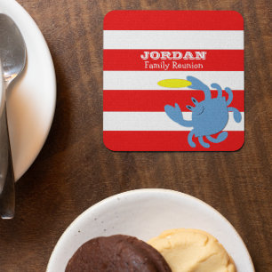 Posavasos Cuadrado De Papel Cangrejo azul rojo personalizado