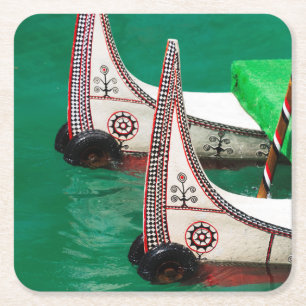 Posavasos Cuadrado De Papel Canoa de la gente aborigen