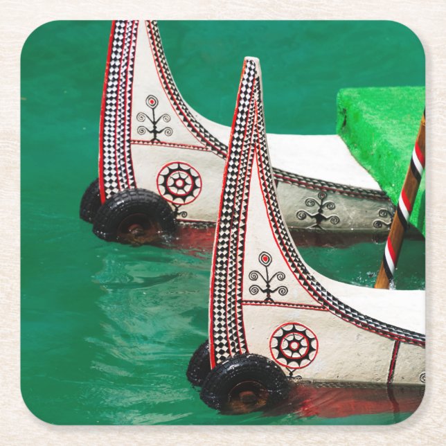 Posavasos Cuadrado De Papel Canoa de la gente aborigen (Anverso)