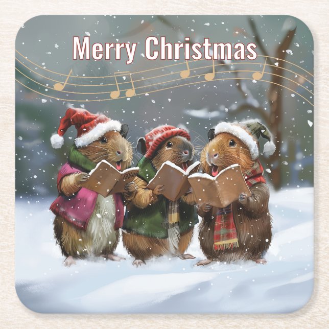 Posavasos Cuadrado De Papel Cantantes de Pig Carol de Guinea (Anverso)