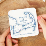 Posavasos Cuadrado De Papel Cape Cod Boda Bienvenidos Fiesta Cocktail Hour<br><div class="desc">Siga la pista de toda la diversión que sus invitados están teniendo en su boda de destino de Cape Cod con estas tardes de bebidas personalizados. Máster de papel personalizado perfecto para su tarta de almejas de Cape Cod, fiesta de compromiso, Fiesta de bienvenida Boda, hora de cóctel o recepción...</div>